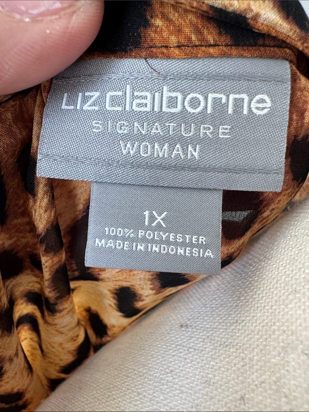 Liz Claiborne Leopard Print Sheer Blouse in Brown and Black - Picture 5 of 10
